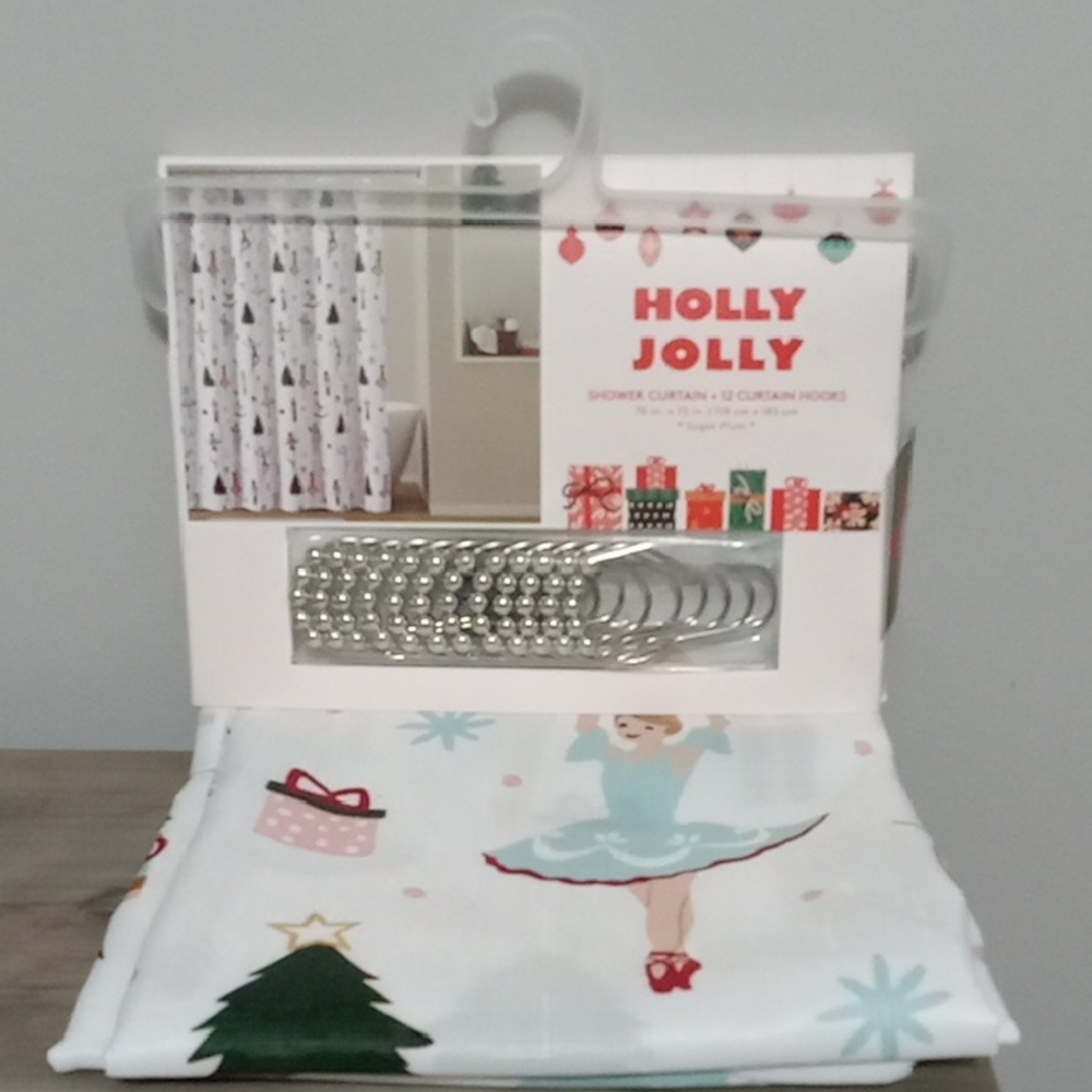 Christmas Shower Curtain "Sugar Plum" Pattern